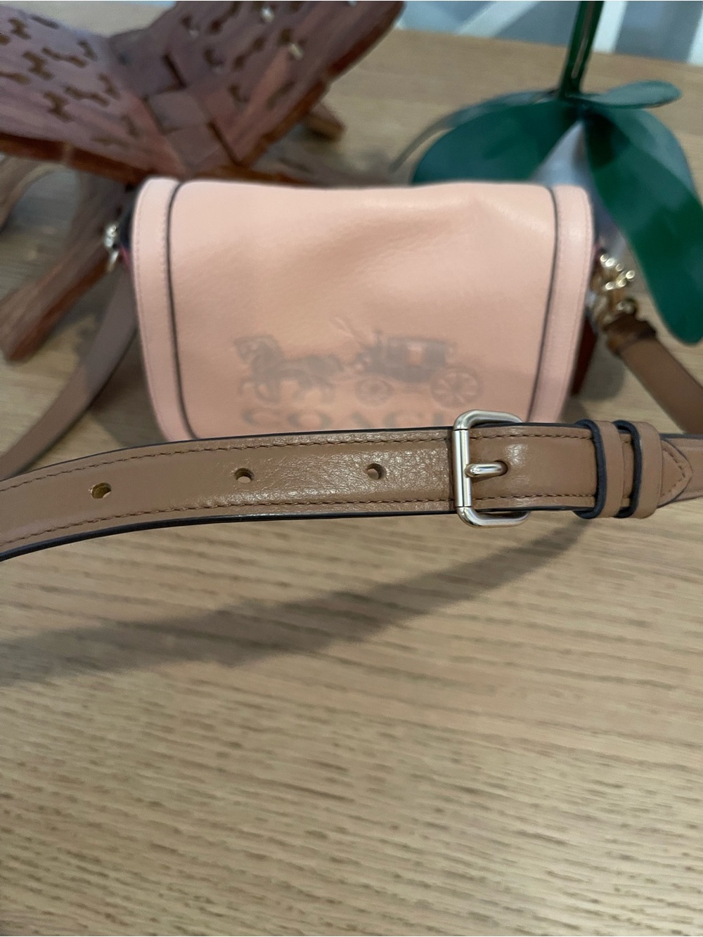 Coach Pebbled Leather Crossbody in Peach with Pink Trim - Picture 9 of 15